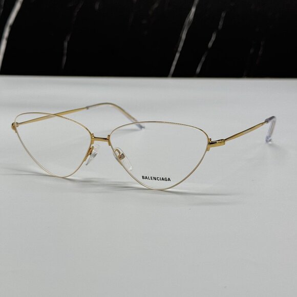 NEW BALENCIAGA BB0015O 003 CAT EYE GOLD WOMEN EYEGLASSES BALENCIAGA - Picture 1 of 10